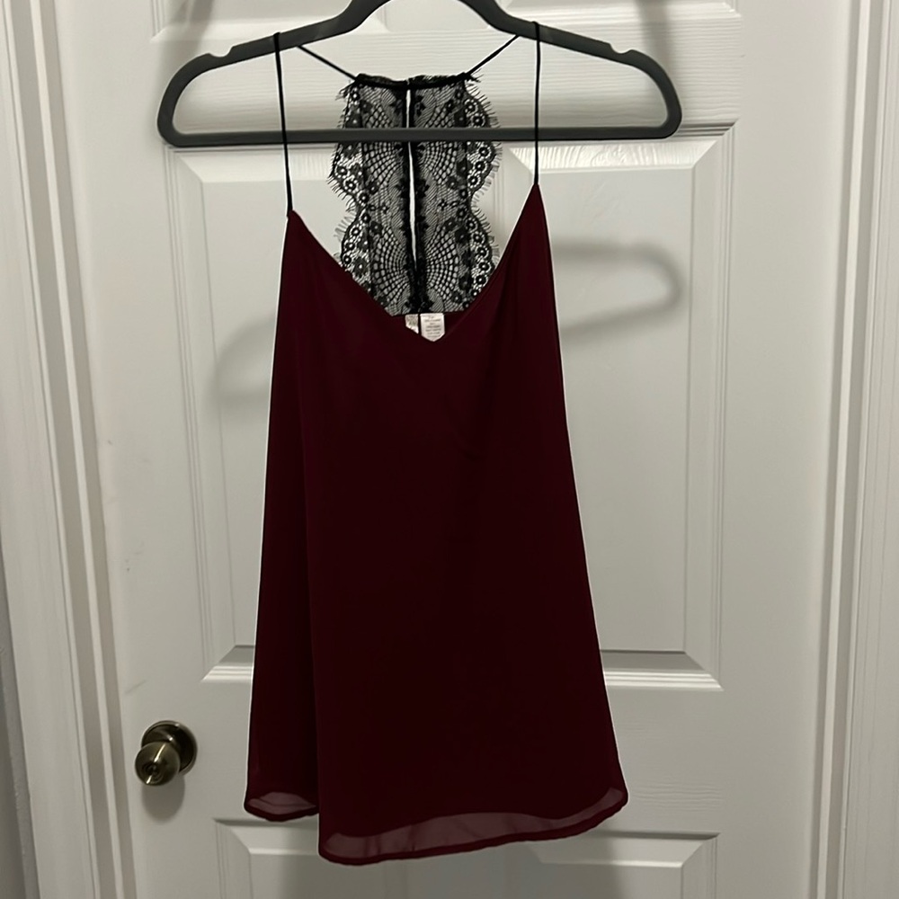 Brand New Maroon Tank Top with Lace Back